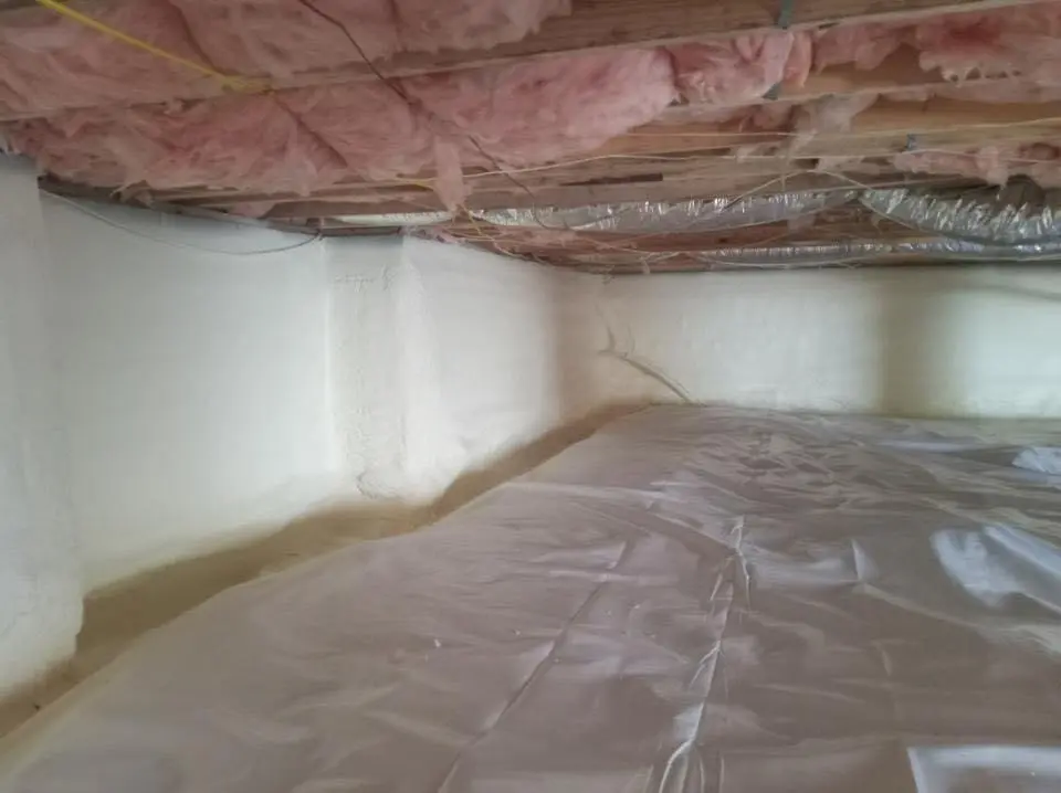 Crawl space encapsulation with closed-cell spray foam for Roof Leak Repair in Cooper